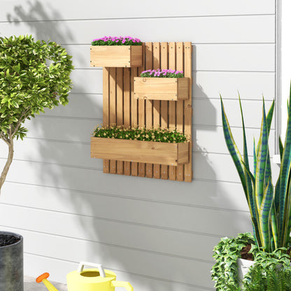 3-Box Wooden Raised Garden Bed with Trellises and Fabric Liners